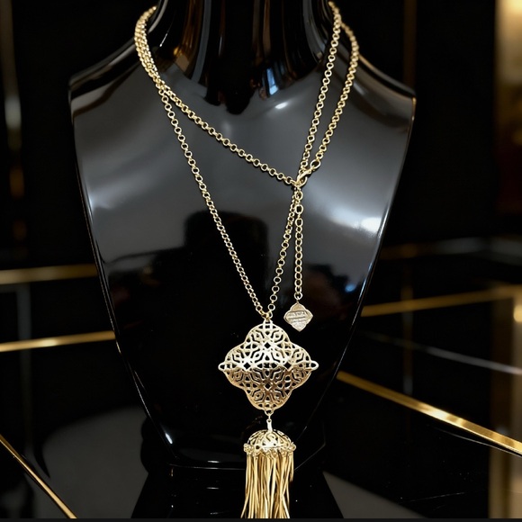 Unique Kendra Scott Kacey Gold Filigree Necklace - Picture 3 of 3